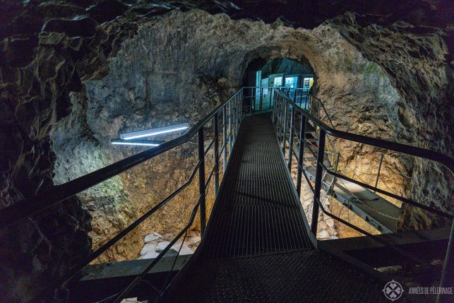 view of the ongoing excavations inside Hohle Fels cave