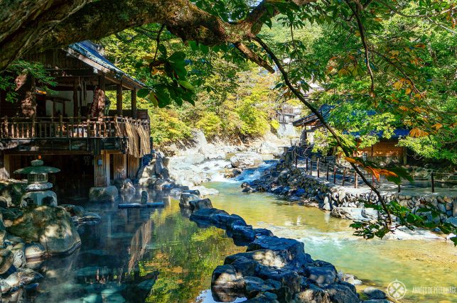 One of many outdoor pools at Takaragawa onsen