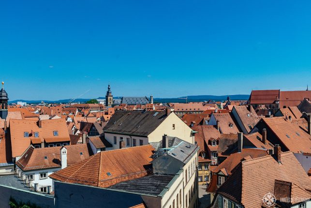 View across the roofs of the old town of Bamberg - a unique UNESCO World Heritage site