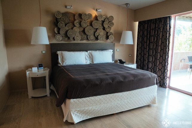The bedroom of the Oliveto suite at Belmond castello di Casole