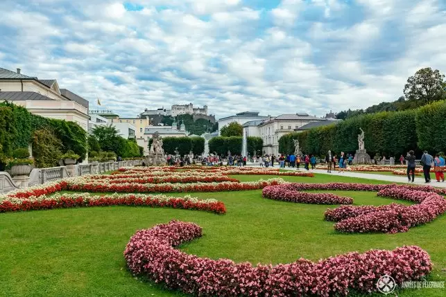 Mirabell Gardens with Fortress Hohensalzburg in the far background