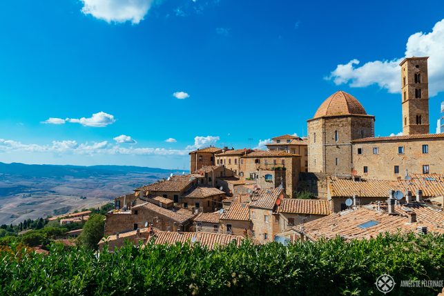 View of the medieval old town of Volterra is Tuscany, Italy
