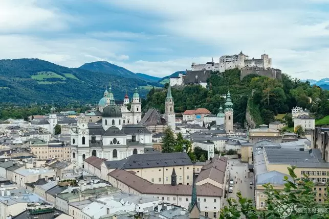 View of Fortress Hohensalzburg & the old town of Salzburg