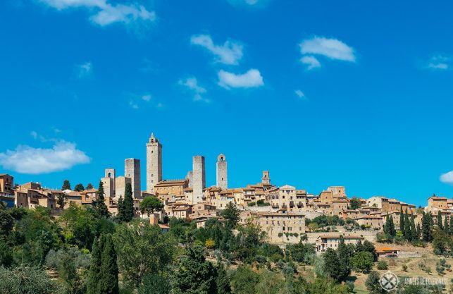 San Gimignano from afar - the UNESCO World Heritage is a true must-visit in Tuscany