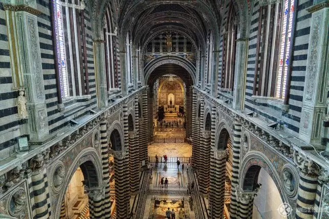 Inside Siena Cathedral as seen from the porta del ciel