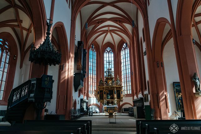 Inside the Stadtkirche with a view of the historic high altar