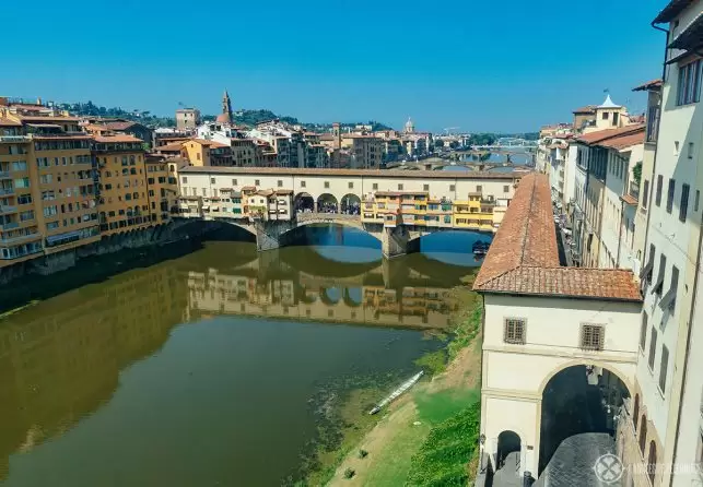 The Ponte Vecchio across the Arno River in FLorence, Italy