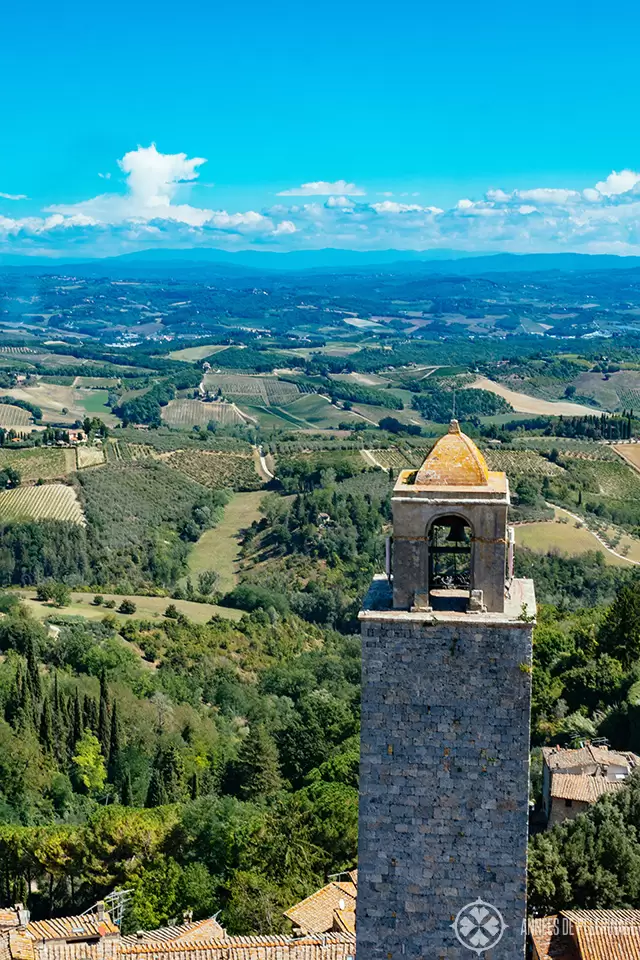 View of Tuscany from a tower in San Gimignano