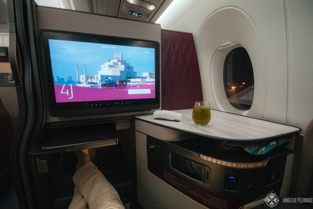 The massive 21.5-inch entertainment system and a signature cocktail QSuites Qatar Airways
