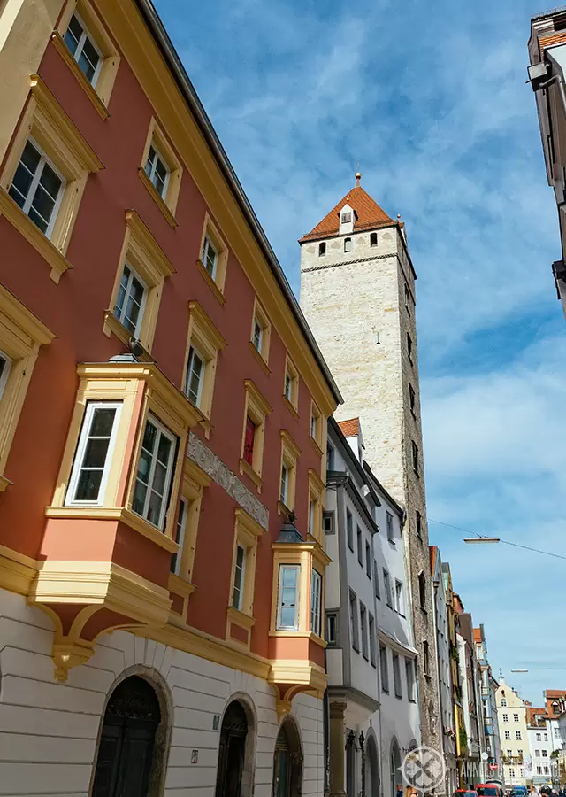 The Golden Tower in the old town of Regensburg