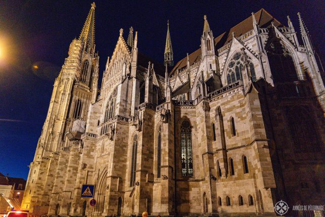 Regensburg Cathedral at night from the backside