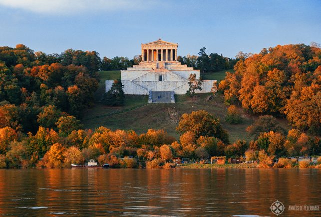 The Walhalla memorial as seen from the other side of the Danube in Autumn