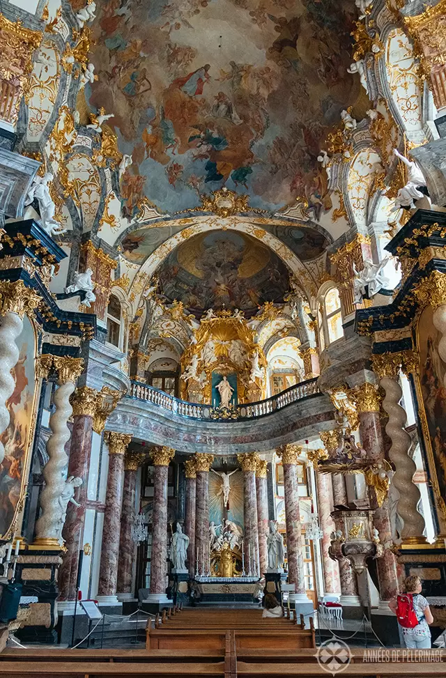 There is a magnificent church inside the Würzburg residence palace called the Allerheiligste Dreifaltigkeits Kirche