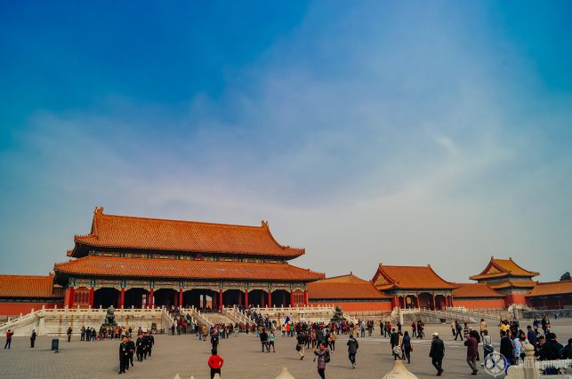 Gate of Supreme Harmony and the courtyard before it in the Forbidden City in Beijing