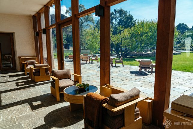 The bar of the lodge on a sunny afternoon