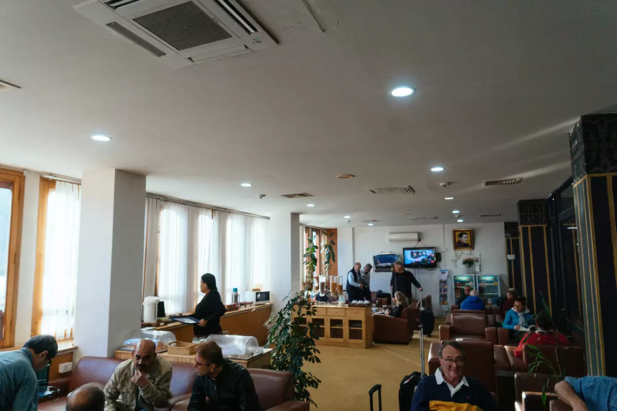 A tiny business class lounge in Paro, Bhutan