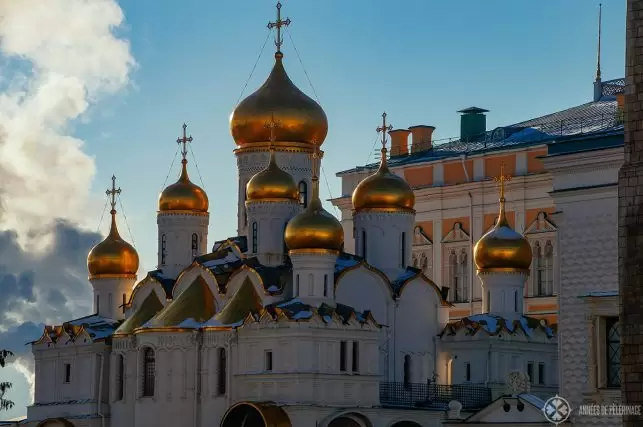 Onion shaped domes in the Kremlin museum complex in Moscow, Russia