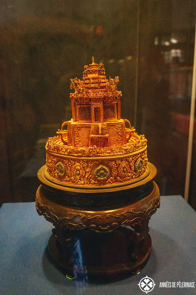 Ornate Golden crown of the Chinese emperors in the palace museum beijing