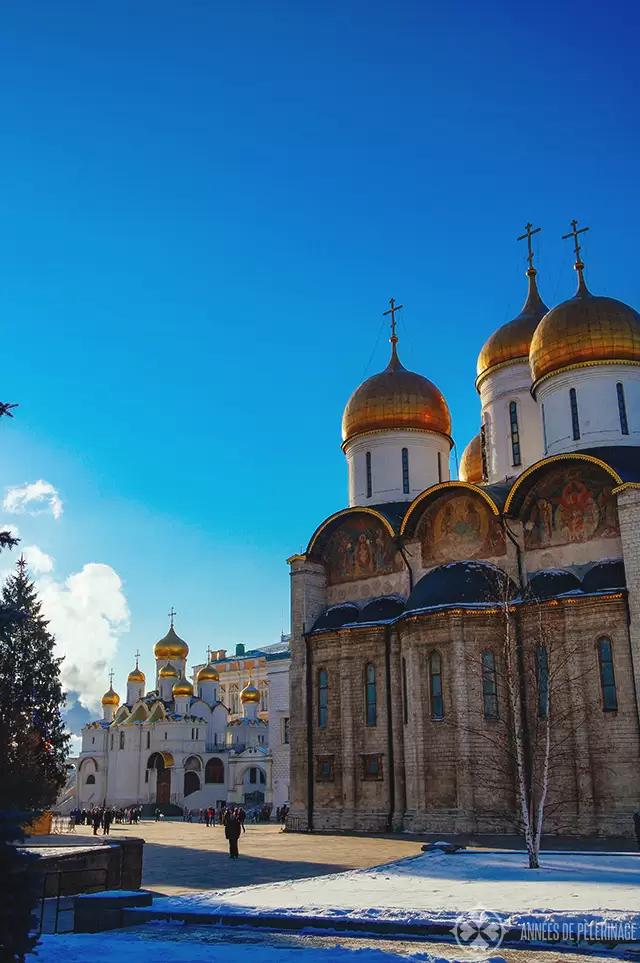 The churches on the central square inside of the Kremlin