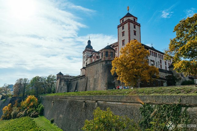 A close-up of the Marienberg fortress in Würzburg