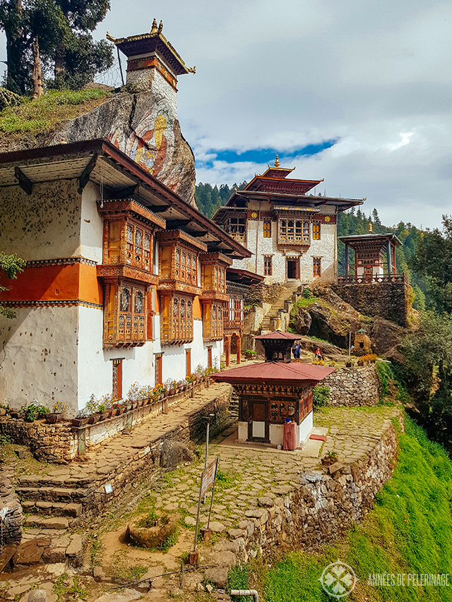 The rock temple of the  Dodey Drak Buddhist Institute near Timphu