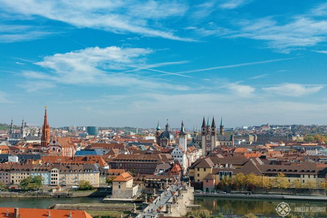 The old main bridge and the old town of Würzburg as seen from the Marienberg fortress