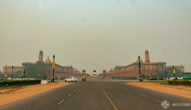 The Presidential complex as seen from afar in Delhi, India