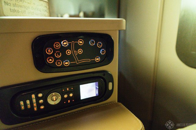 The seat and entertainment control