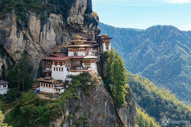 The famous Tiger's Nest or Taktsang Monastery near Paro - one of the best places to visit in Bhutan