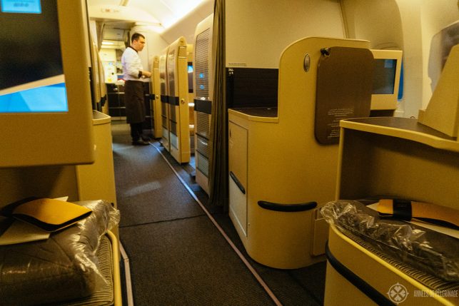 The Etihad business class cabin