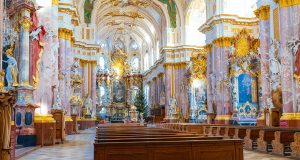 Baroque splendor inside the Fürstenfeld Abbey near Munich, Germany
