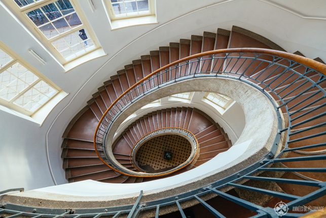The spiral staircase inside the Bauhaus university in Weimar