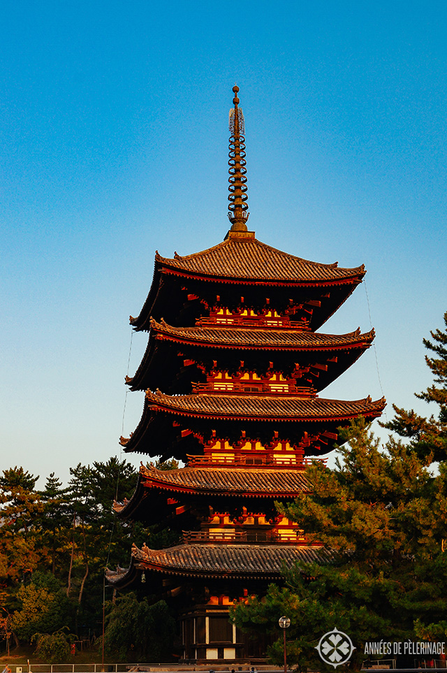 The grand pagoda of Kōfuku-ji Temple in Nara, apan
