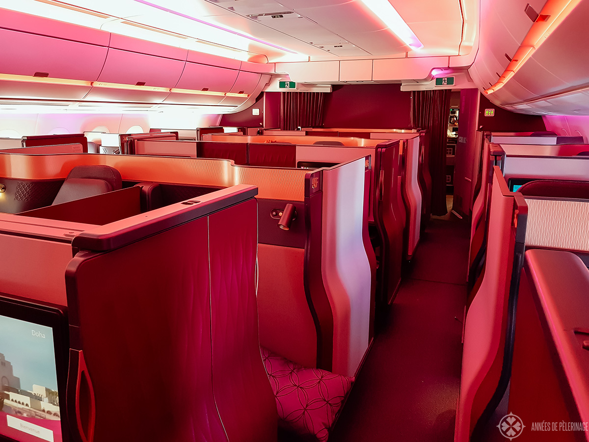 The iconic business class cabin of qatar airways