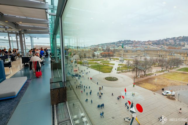 The view of Stuttgart from the restaurant on the rooftop of the Kunsthalle