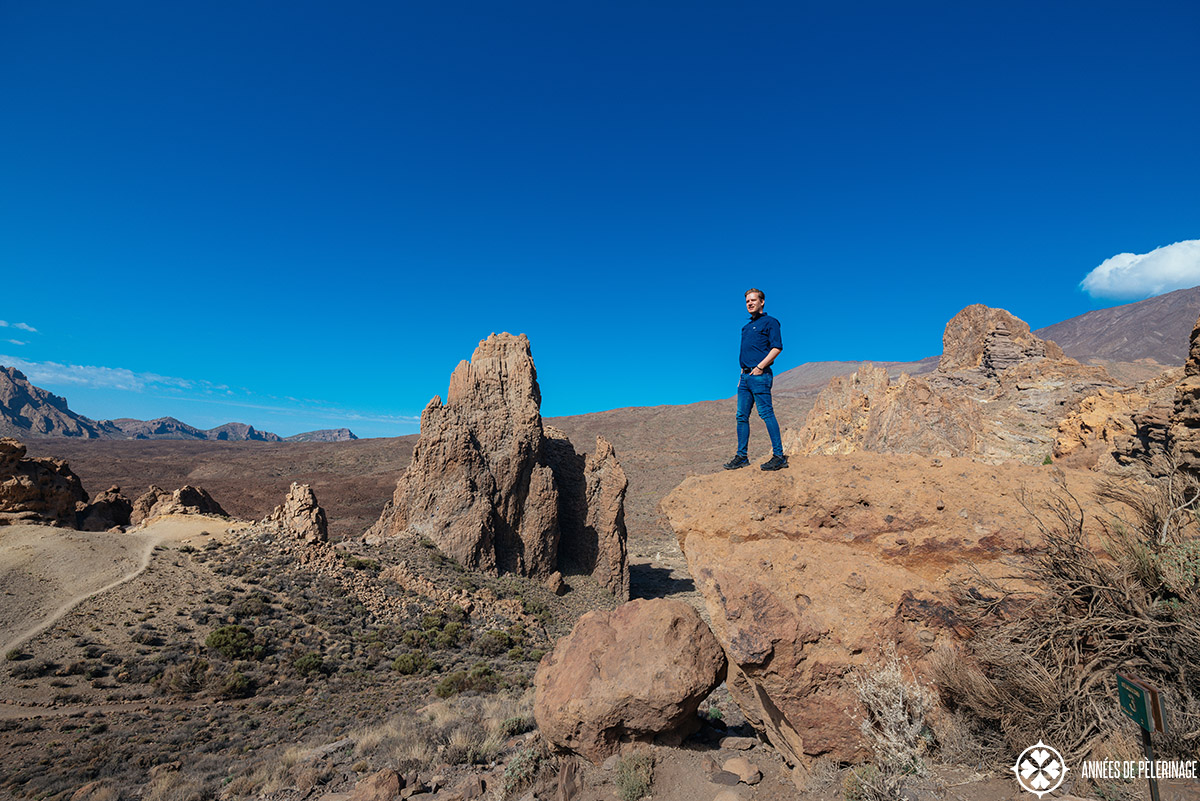 me standing on a promontory with views of Teide national park in the valley below