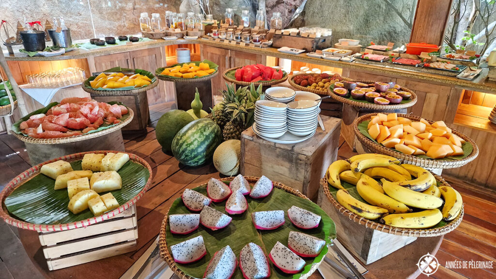 the fruit selection at the breakfast