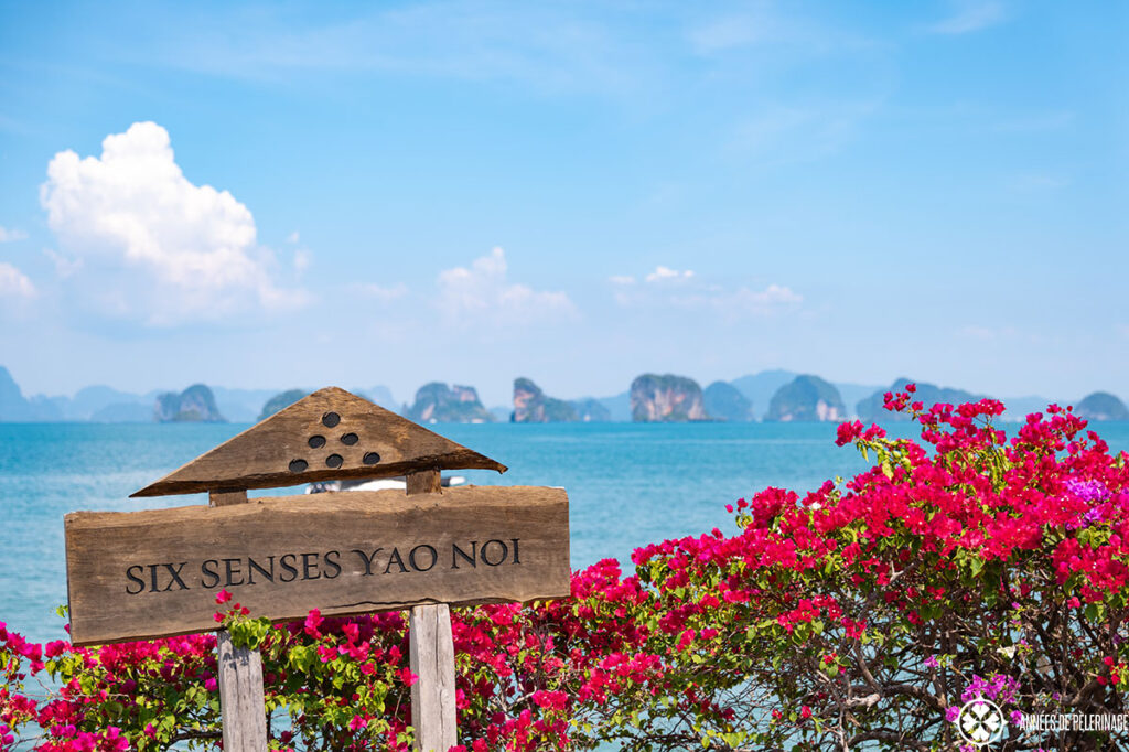 the entrance sign at the pier of six senses koh yao noi