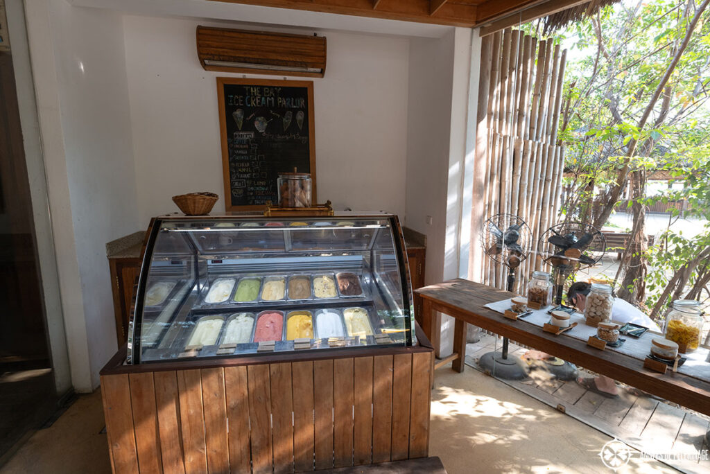 inside the free ice cream parlor