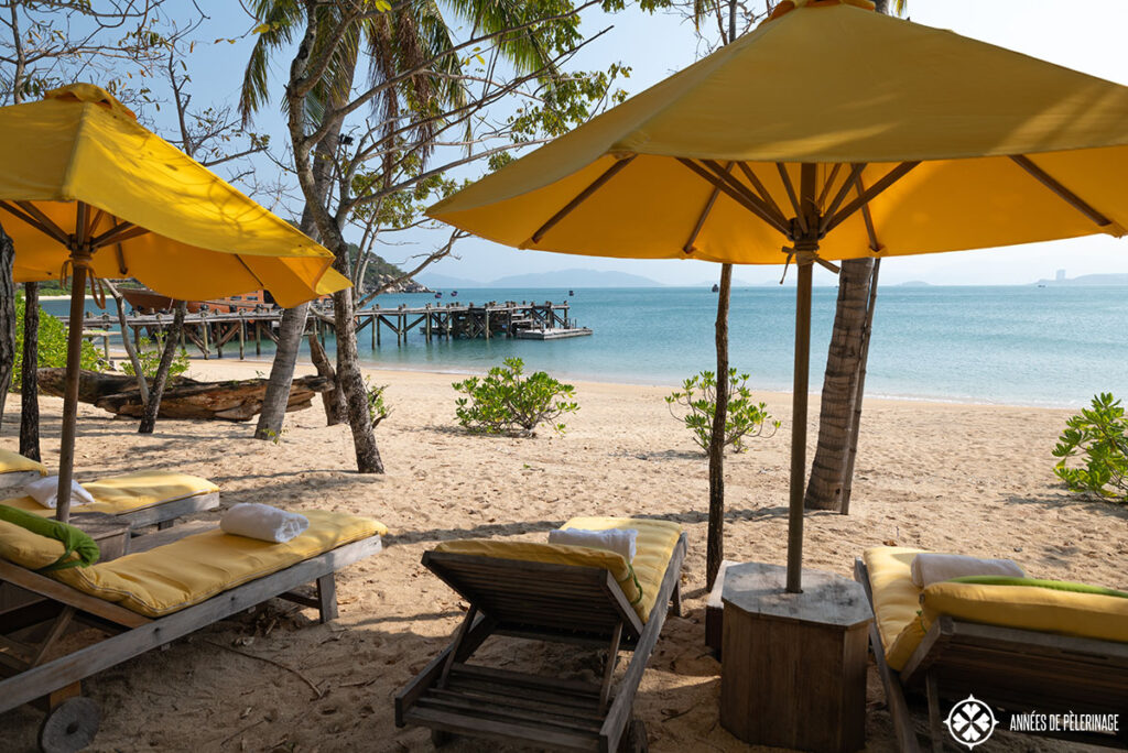 the main beach of the Six Senses Ninh Van Bay