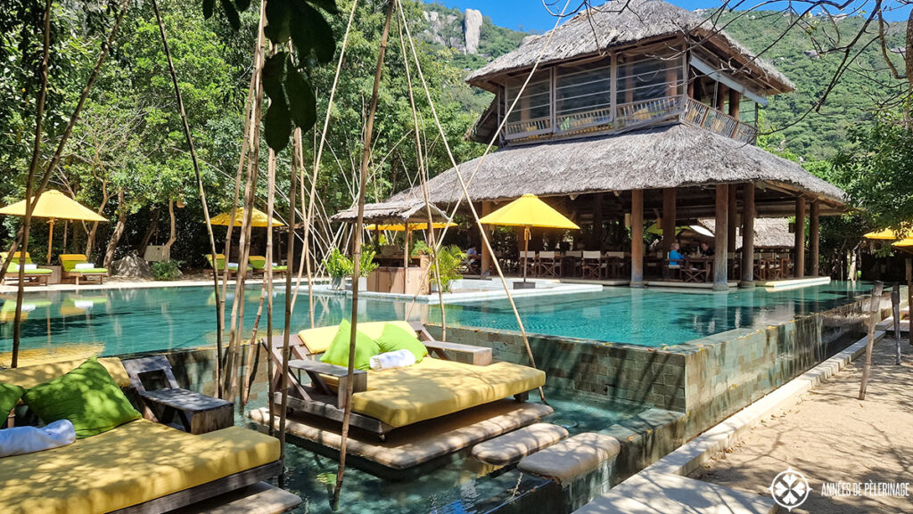 the main pool at the Six Senses Ninh Van Bay