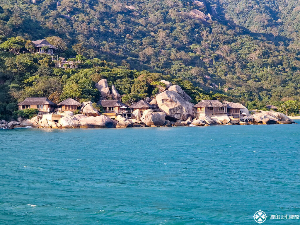 a couple of the rock villas at the Six Senses Ninh Van Bay