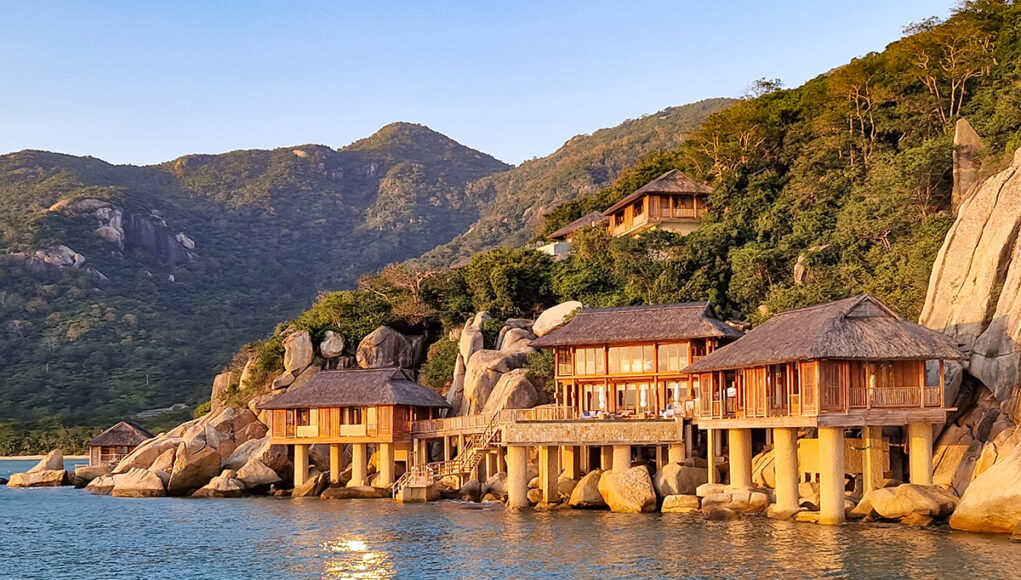 The presidential villa at the Six Senses Ninh Van Bay during sunset