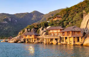 The presidential villa at the Six Senses Ninh Van Bay during sunset