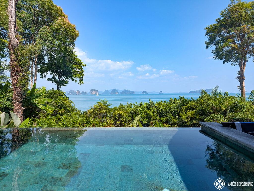 the private pool of a beach villa at six senses koh yao noi