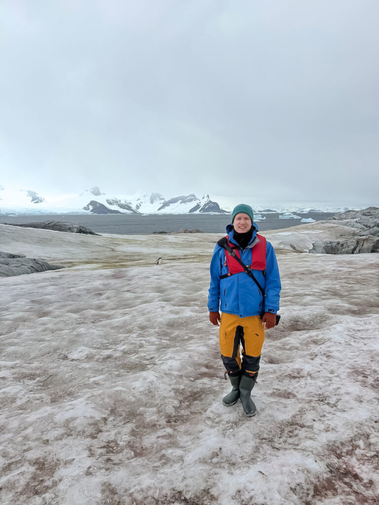 me standing on an icefield in Antarctica